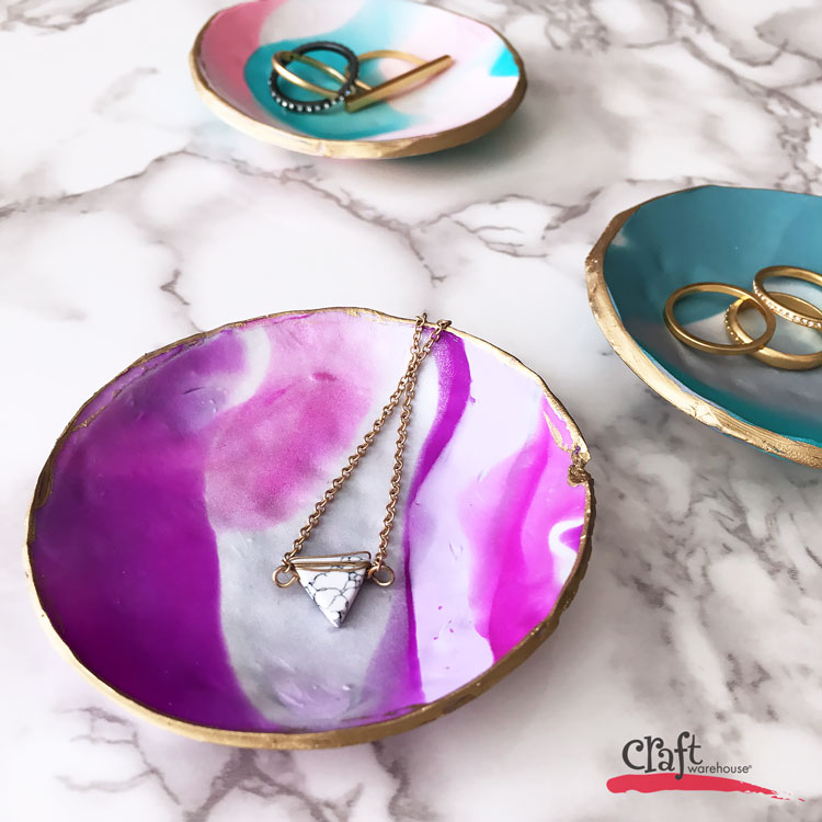 Make this Pretty Marbled Jewelry Dishes Craft Warehouse