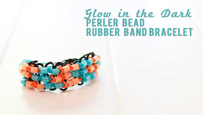 Glow in the Dark Perler Bead Rubber Band Bracelet