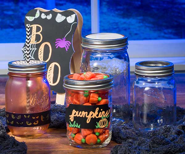 Chalkboard stickers makes labeling a breeze for Halloween!