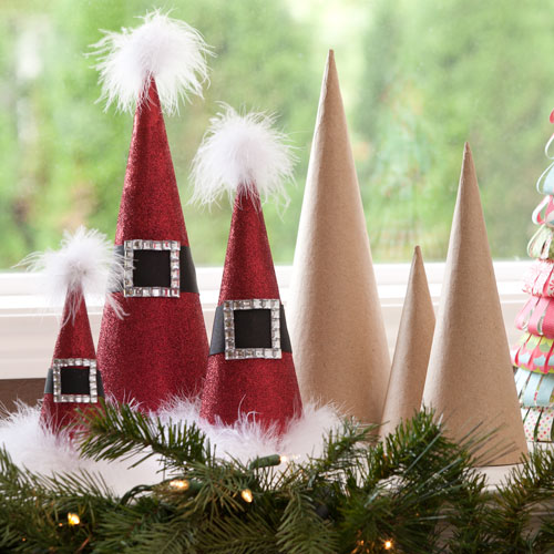 Paper Mache Cones Santa Hat