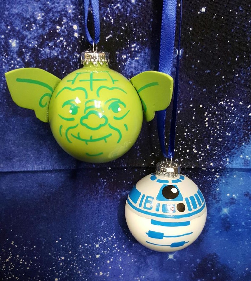 Star Wars R2D2 Yoda ornament decoart acrylic paint
