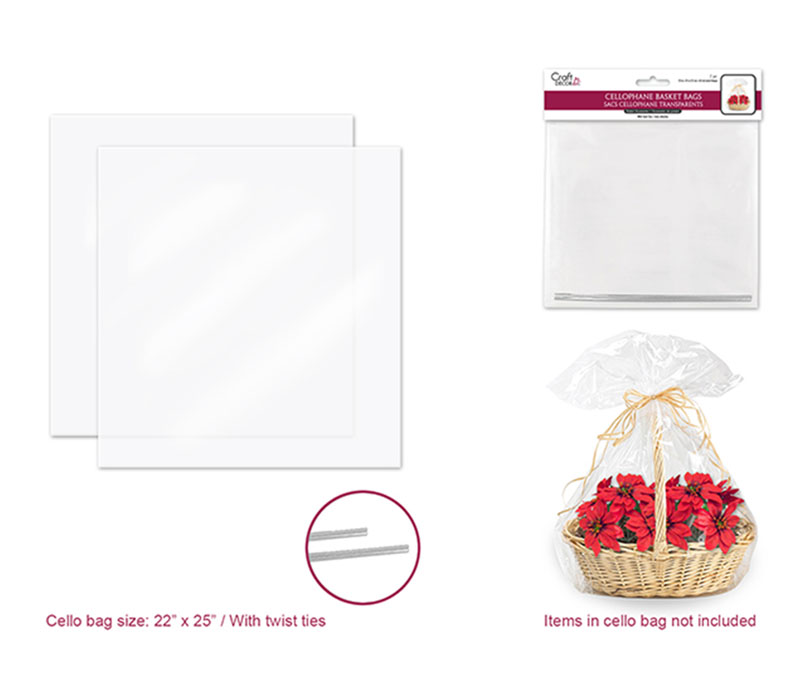 MultiCraft Clear Basket Cello Bags - 22x25 - 2-Piece