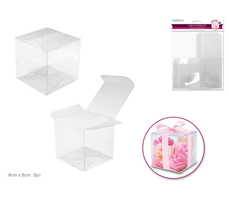MultiCraft Clear Cube Favor Box Value Pack - 3 Piece - Medium