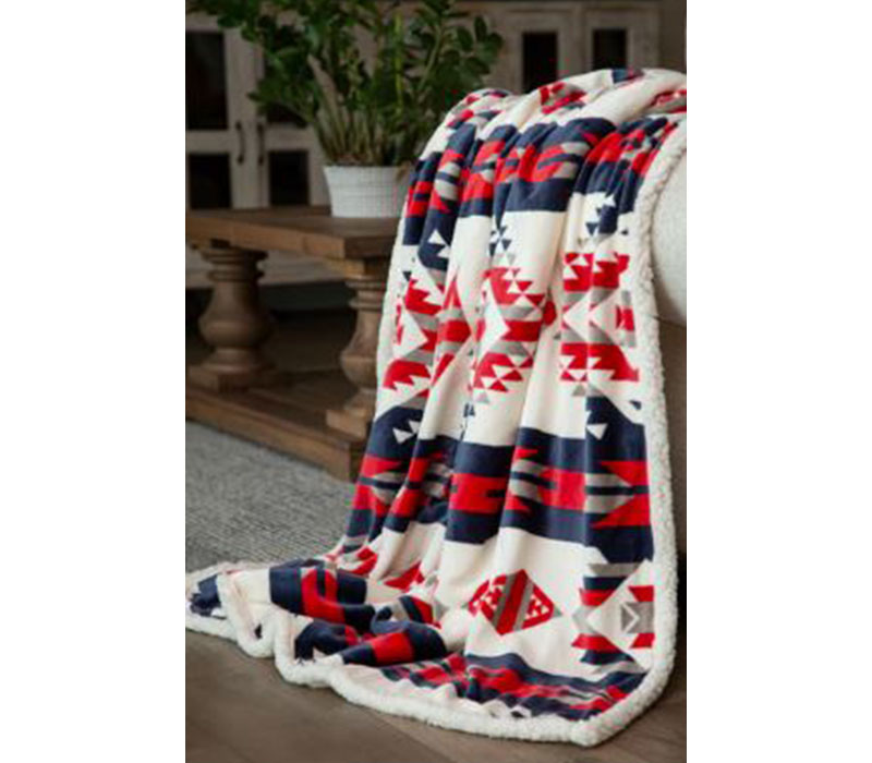 Carstens Plush Throw Blanket - Red White and Blue Southwest
