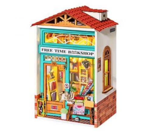 Robotime Wooden 3-D Puzzle - Free Time Book Shop Mini House