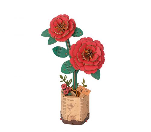 Robotime Wooden Bloom 3-D Puzzle - Red Camelia