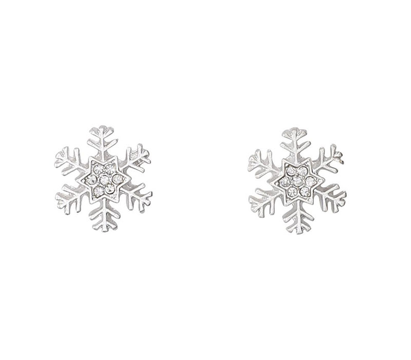 Stud Silver Snowflake Earrings