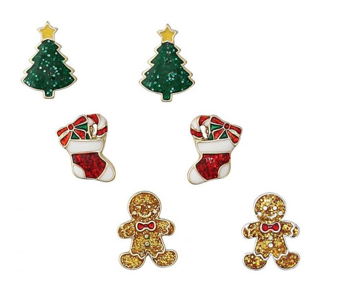 Holiday Trio Earrings- Gingerbread