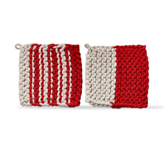 Tag Crochet Potholder - Red Farmhouse