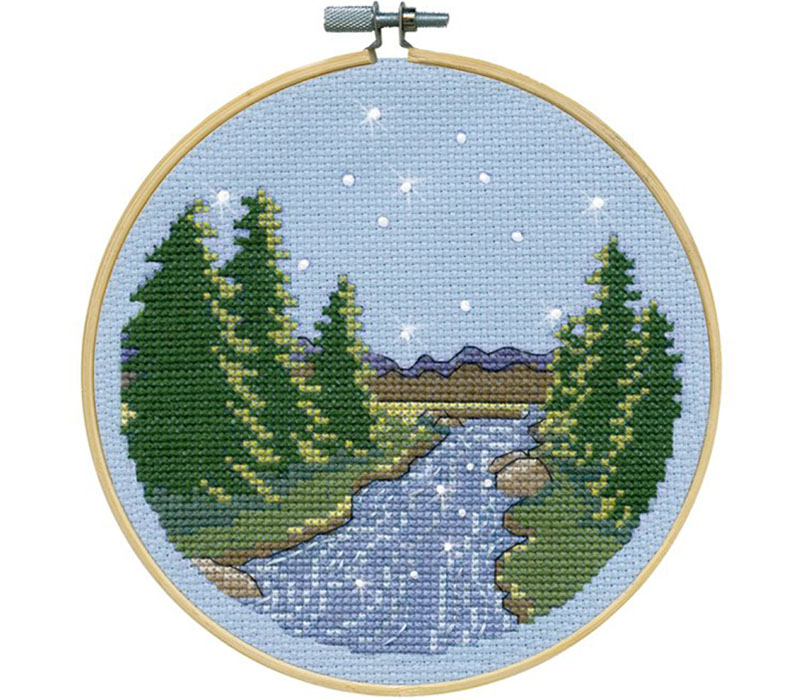 Starry Night Cross Stitch Kit with 6-inch Hoop #7072