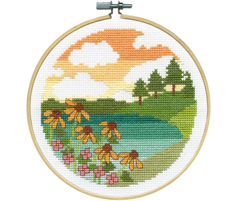Lakeside Cross Stitch Kit with 6-inch Hoop #7073