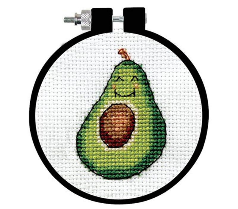 Avocado Cross Stitch Kit with 3-inch Hoop #20060
