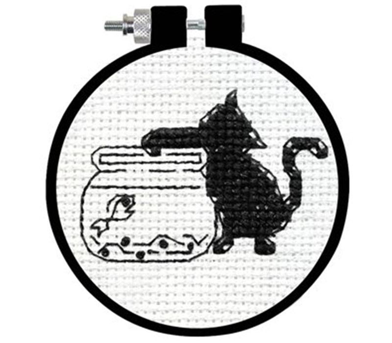Black Cat Cross Stitch Kit with 3-inch Hoop #20061