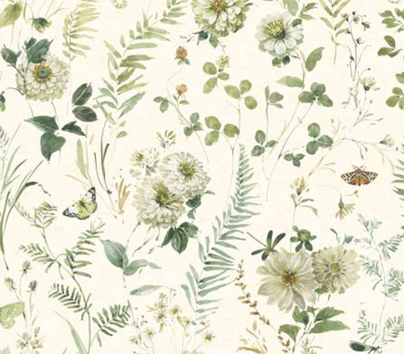 Green Fields Large Floral on Cream