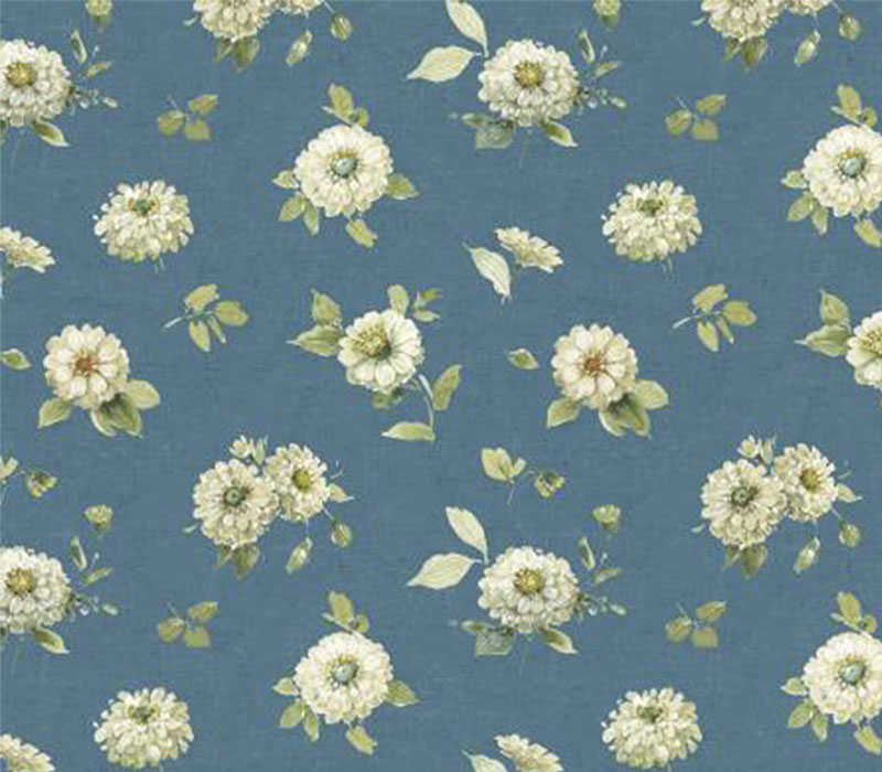 Green Fields Medium Floral on Blue