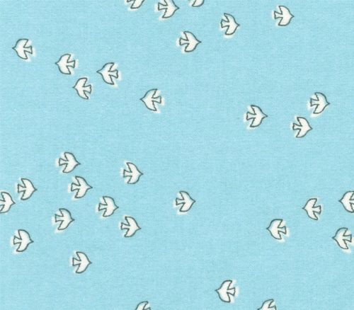 Over the Moon Flannel Birds in Rain Blue