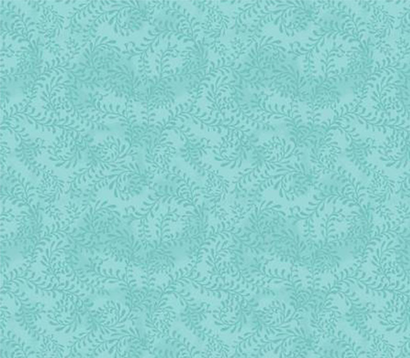 Swirling Leaves 108-inch Quilt Backing Turquoise