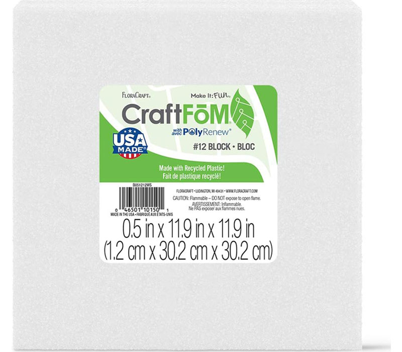 FloraCraft CraftFom Block - White - .5x11.9x11.9