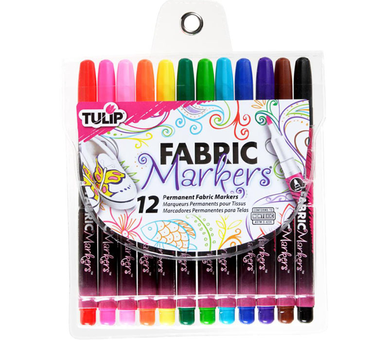 Tulip Fabric Markers - 12 Piece - Fine Tip Assorted Colors
