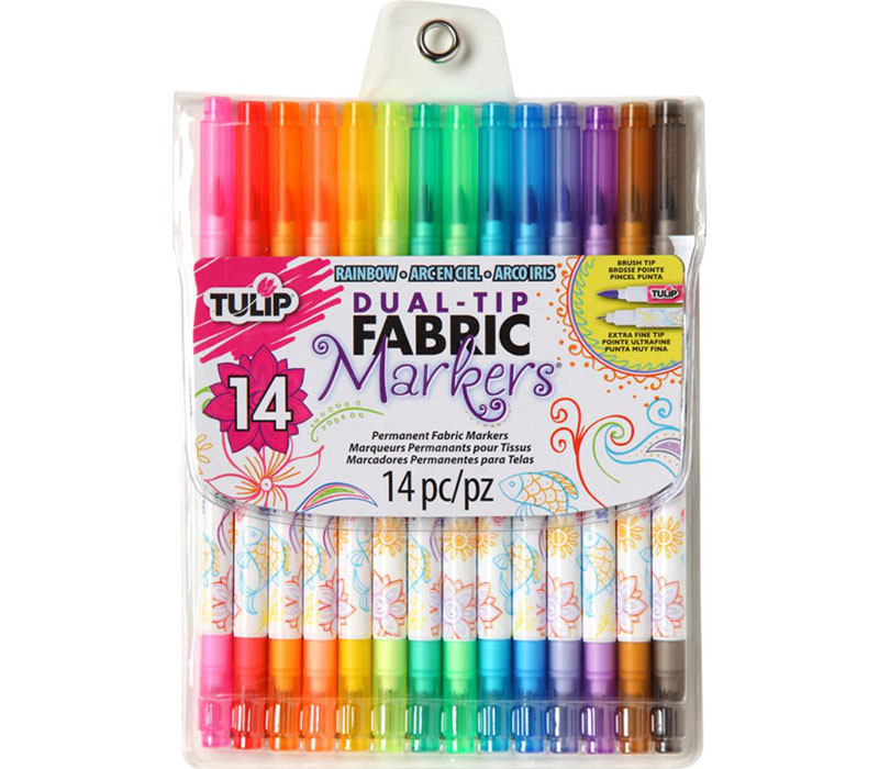 Tulip Dual-Tip Fabric Marker Set - 14 Piece - Assorted Colors