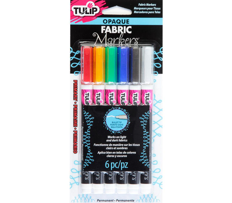 Tulip Opaque Fabric Marker - 6 Piece - Primary
