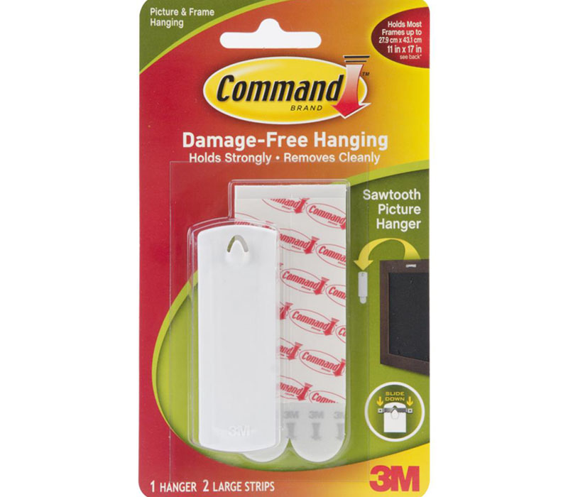3M Command Sawtooth Picture Hangers - Large - 1 Hanger/2 Strips