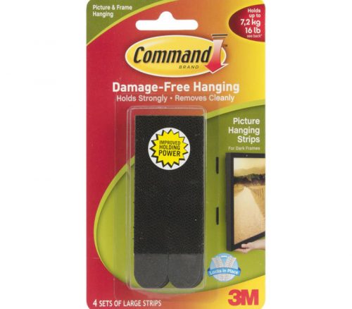 3M Command Large Picture Hanging Strips - Black - 4 Pack