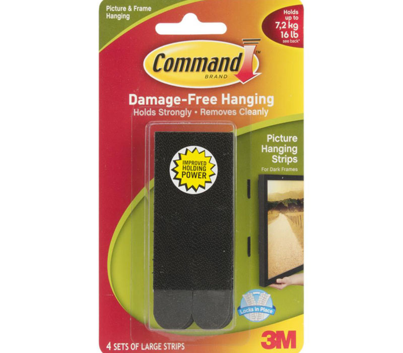 3M Command Large Picture Hanging Strips - Black - 4 Pack