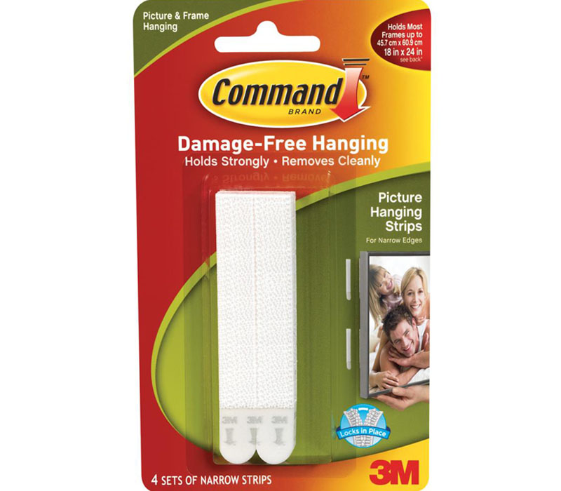 3M Command Narrow Picture Hanging Strips - 4 Pack