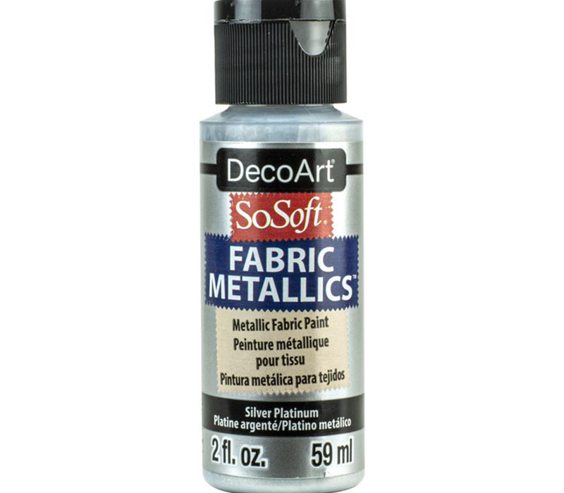 DecoArt SoSoft Fabric Metallics Acrylic Paint - 2-ounce - Silver Platinum