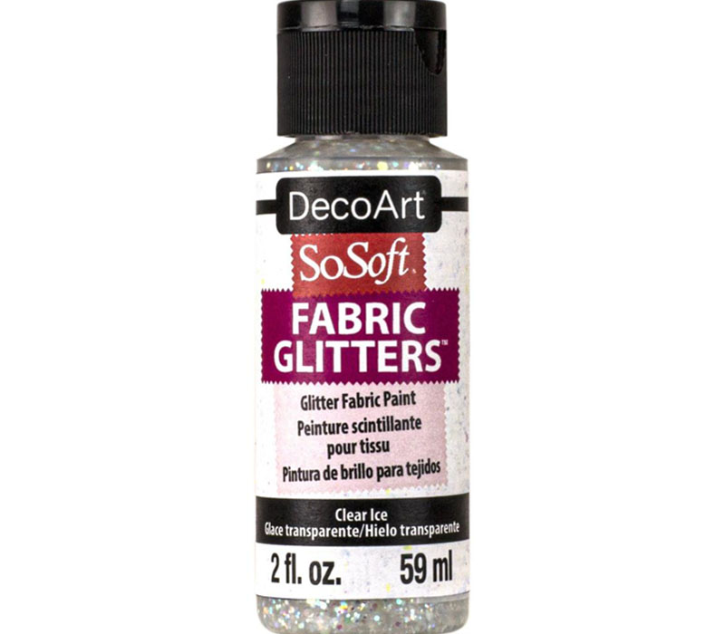 DecoArt SoSoft Fabric Glitter Acrylic Paint - 2-ounce - Clear Ice