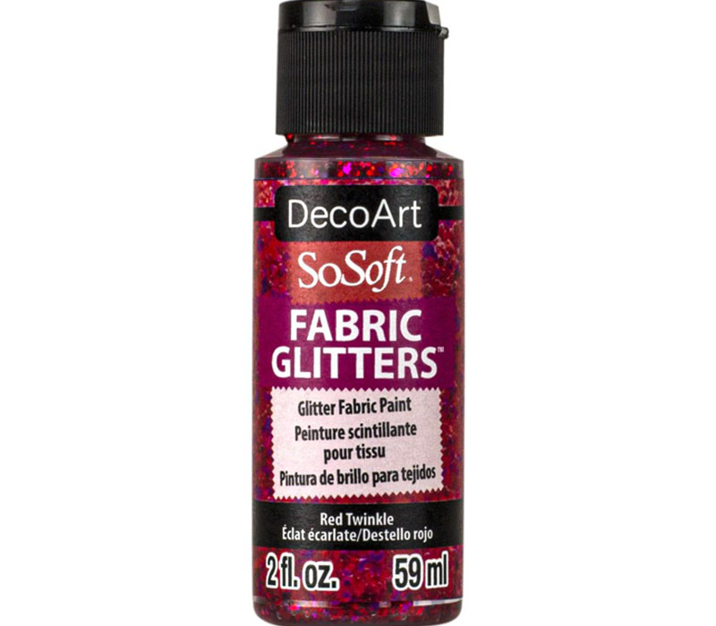 DecoArt SoSoft Fabric Glitter Acrylic Paint - 2-ounce - Red Twinkle