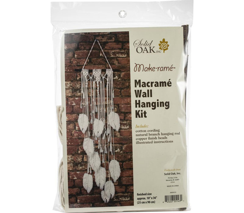 Solid Oak Feathers Macrame Wall Hanging Kit