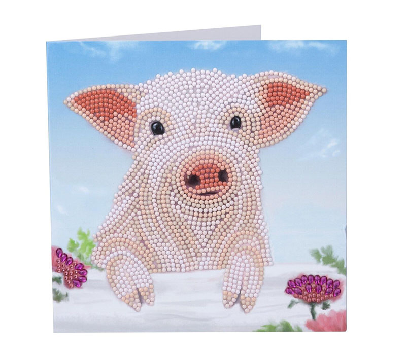 Crystal Art Diamond Painting Card Kit - Pig on the Fence