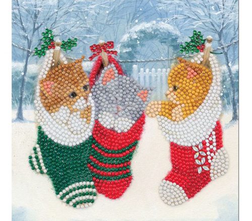 Crystal Art Diamond Painting Card Kit - Christmas Kittens