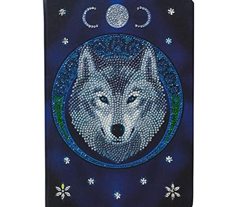 Crystal Art Diamond Painting Notebook Kit - Lunar Wolf
