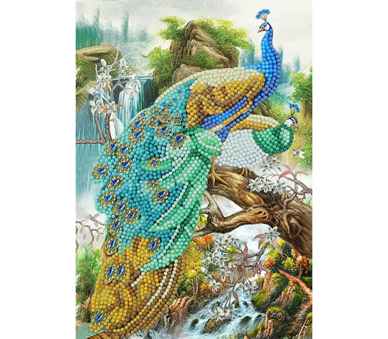 Crystal Art Diamond Painting Notebook Kit - Peacock Waterfall