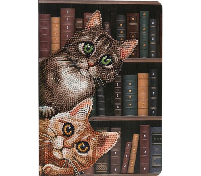 Crystal Art Diamond Painting Notebook Kit - Cats in the Library