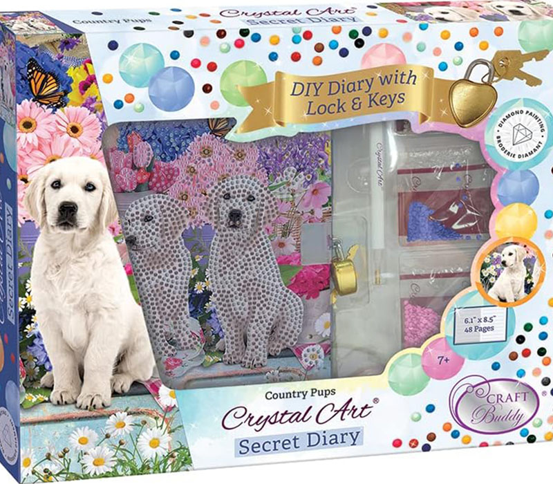 Crystal Art Diamond Painting Secret Diary Kit - Country Pups