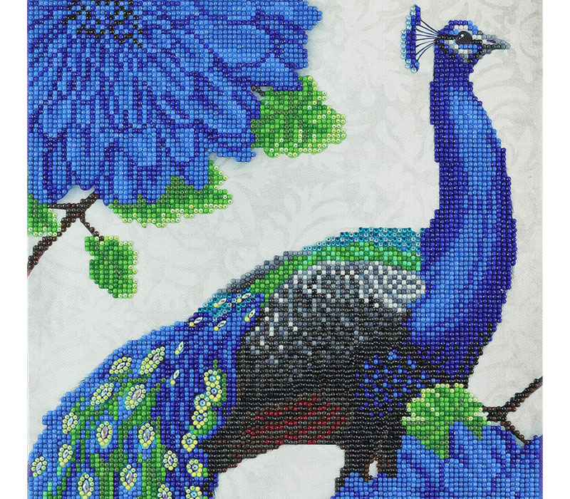 Crystal Art Diamond Painting Mounted Kit - Medium - Flowering Peacock