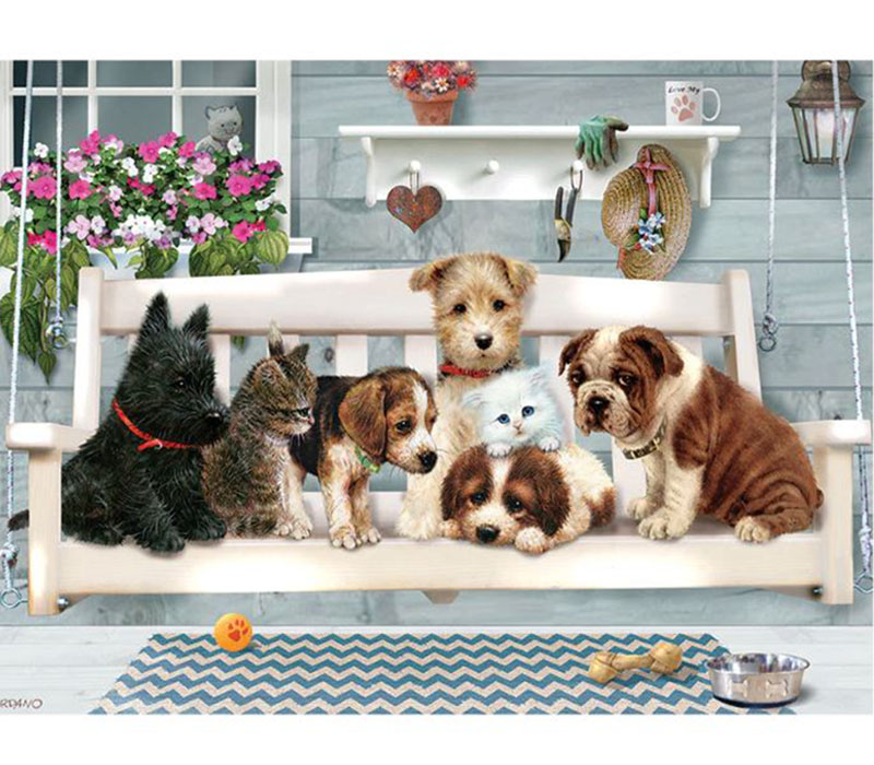 Cobble Hill Puzzle Tray Porch Swing Buddies - 35 Piece