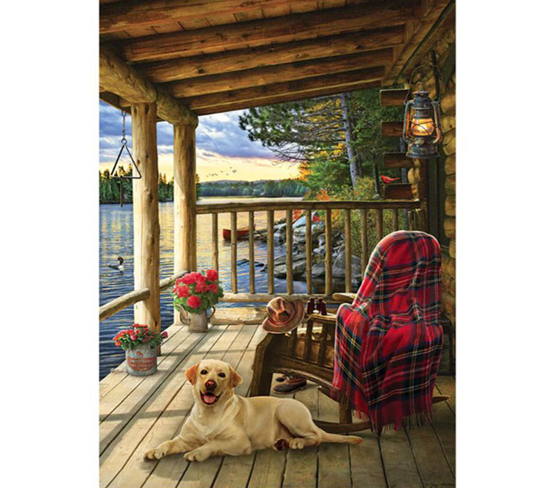 Cobble Hill Puzzle Tray Lake Cabin Labrador - 35 Piece