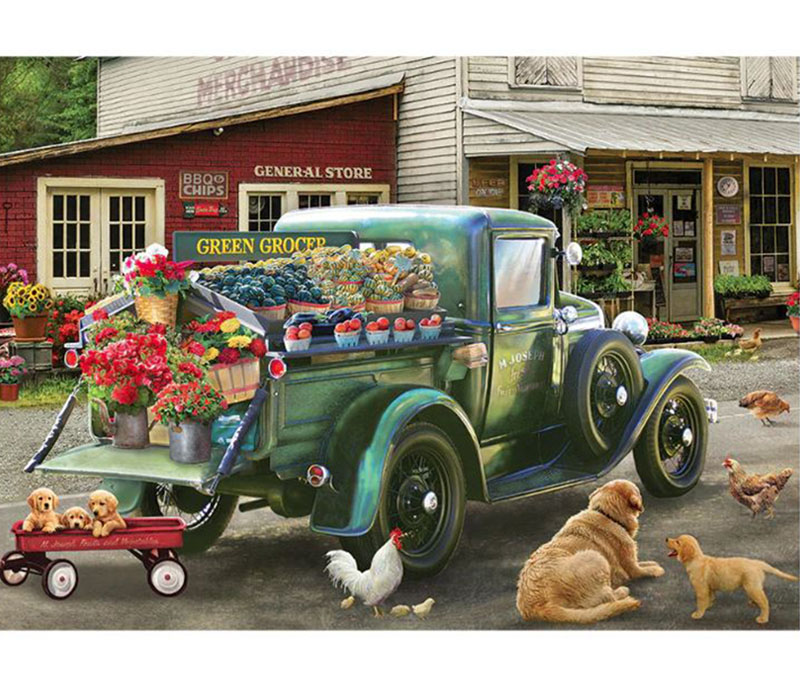 Cobble Hill Puzzle Tray Green Grocer - 35 Piece