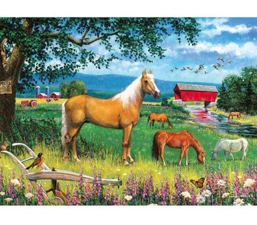 Cobble Hill Puzzle Tray Horses in the Field - 35 Piece