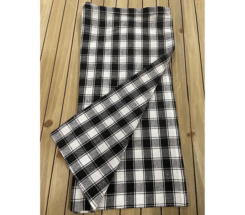 Plaid Kitchen Towels Taupe & White