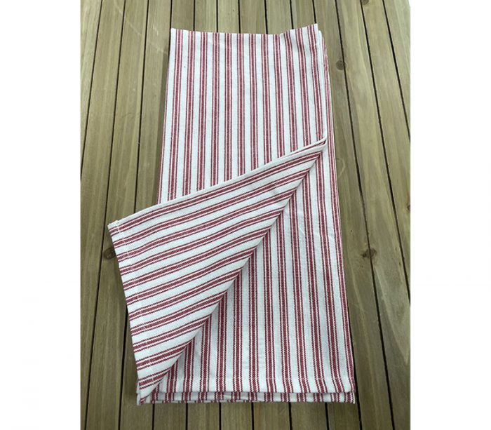 Towel - Ticking Stripe Red White