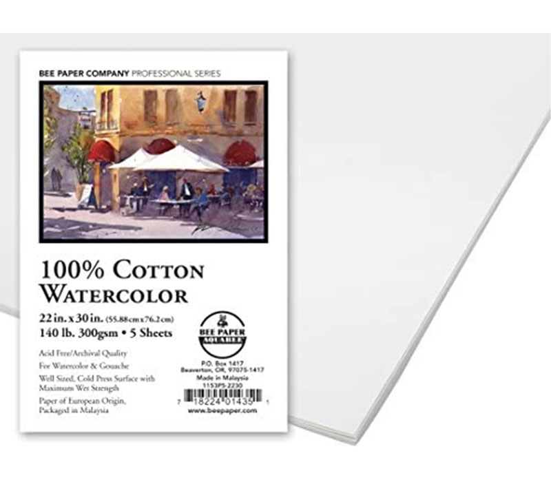 Natural White Watercolor Paper - 140 lb. Cold Press, 22 x 30, 25 Sheets