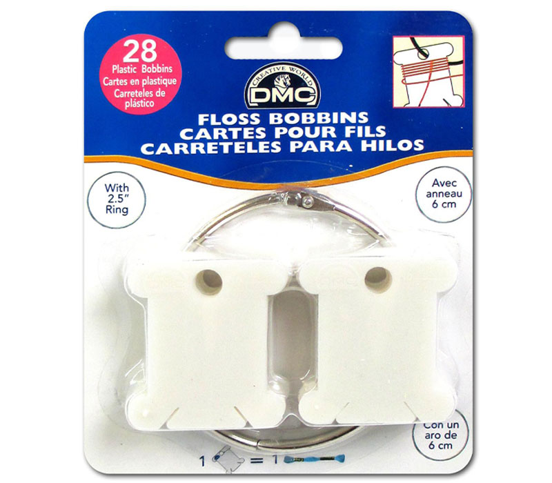 DMC Floss - Bobbins Plastic - With Metal Ring - 28 Piece - Craft