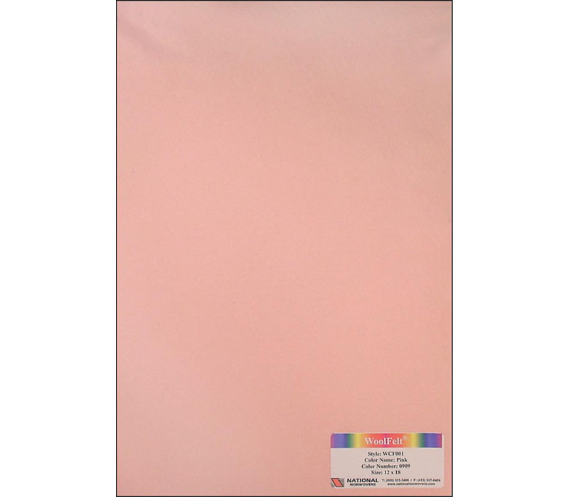 National Nonwovens Wool Felt - 20% - 12-inch x 18-inch - Pink