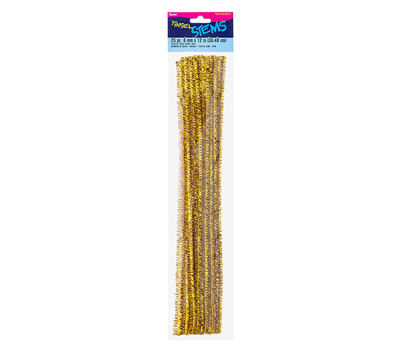 Chenille Stems - 6mm. - Gold - 25 Pieces